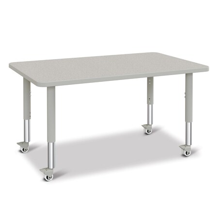 Jonti-Craft Berries Rectangle Activity Table, 30 in. x 48 in., Mobile, Freckled Gray/Gray/Gray 6473JCM000